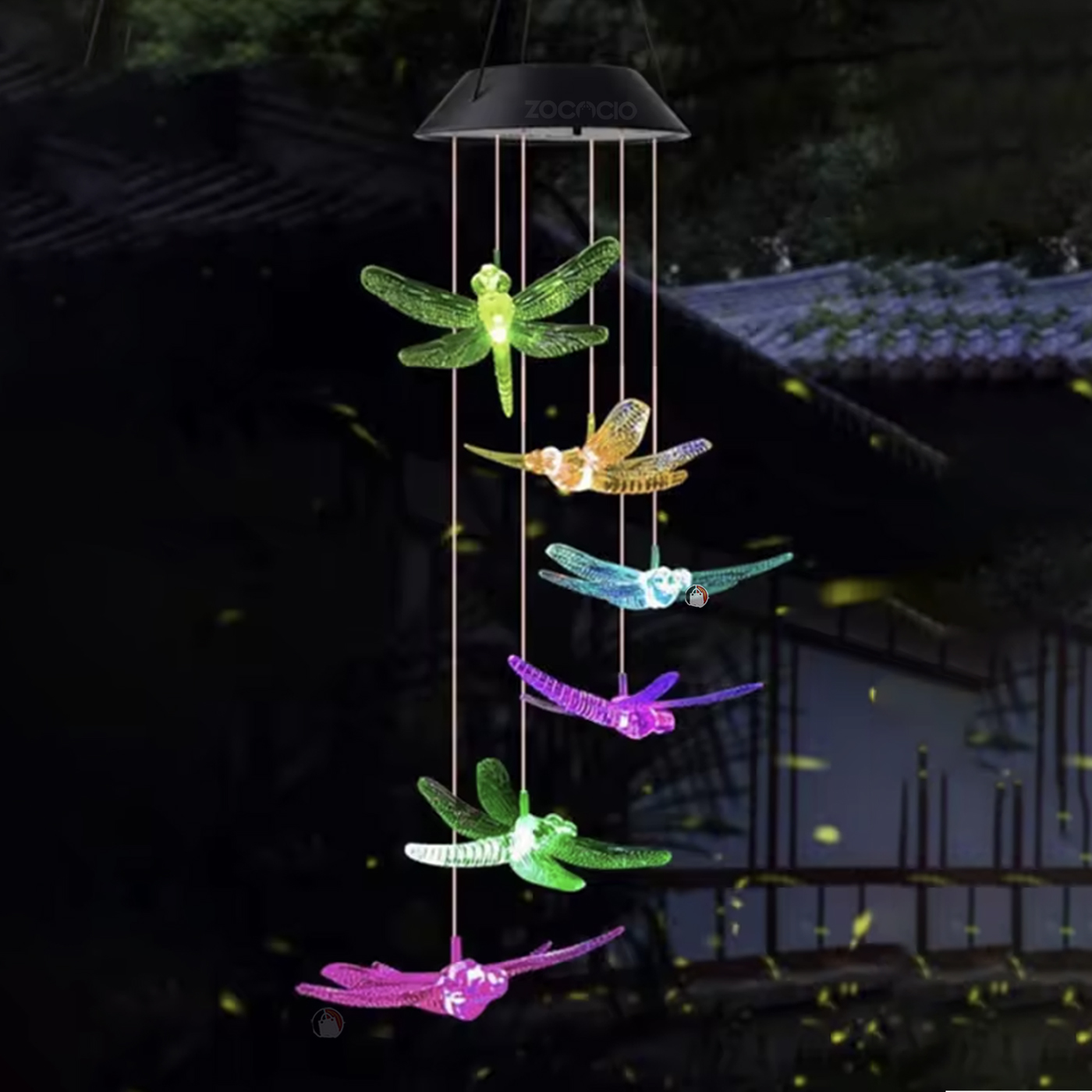 Vista 12 de Movil De Viento Solar Decorativo Luces - DISEÑO: Luna Estrellas